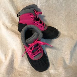 Nike pink and black winter boots